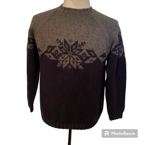 J. CREW SWEATER CREW NECK PULLOVER BLUE GRAY HAND KNIT WOOL LONG SLEEVE Size S